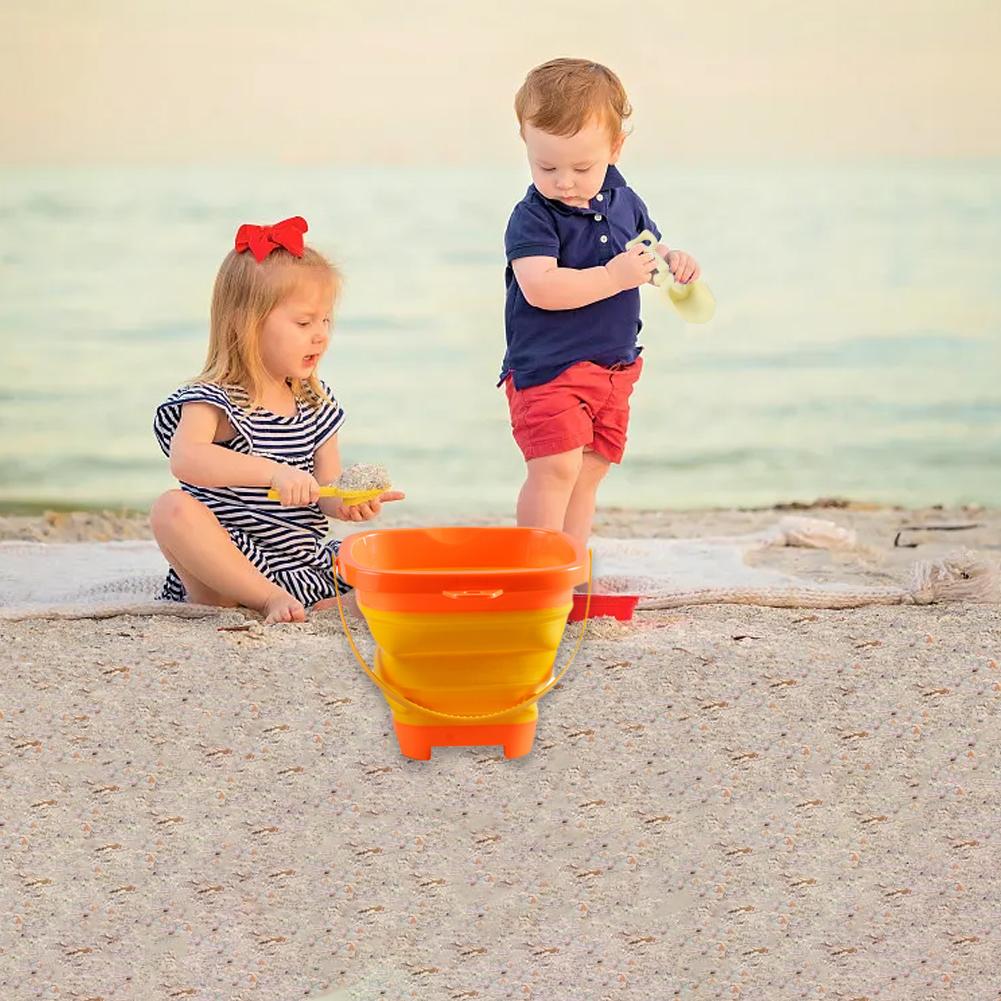 Foldable Kids Beach Bucket Set Travel Sand Toy Kit with Shovel