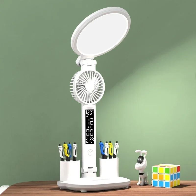 Rechargeable Multifunction Study Desk Lamp with Fan