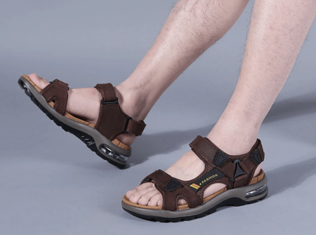 Mens Genuine Leather Sandals Comfortable Summer Outdoor Beach Shoes