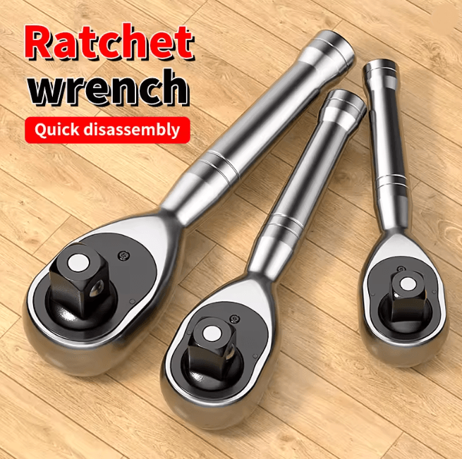 TorqueFlex Compact Dual Size Ratchet Wrench Short Handle Tool
