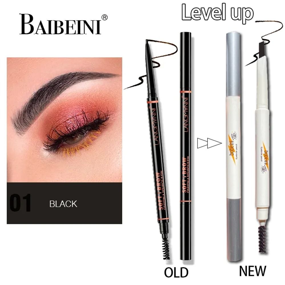 Thin Head Waterproof Double Ended Eyebrow Pencil with Brush