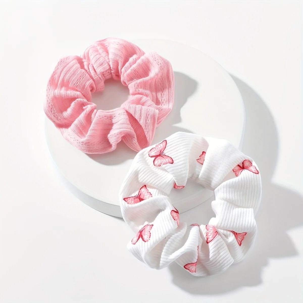 2pcs Butterfly Print Hair Ties & Elastic Headbands