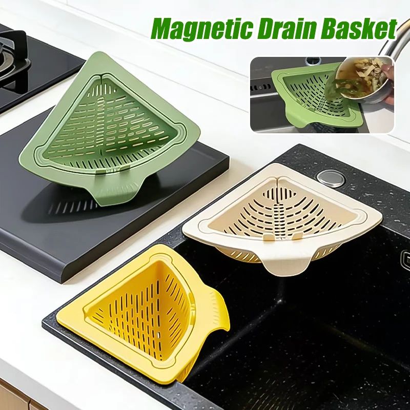 Magnetic Corner Sink Drain Basket with Filter Strainer
