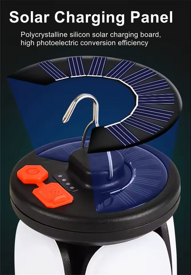 Rechargeable LED Camping Lantern with Foldable Floodlight and 3 Light Modes