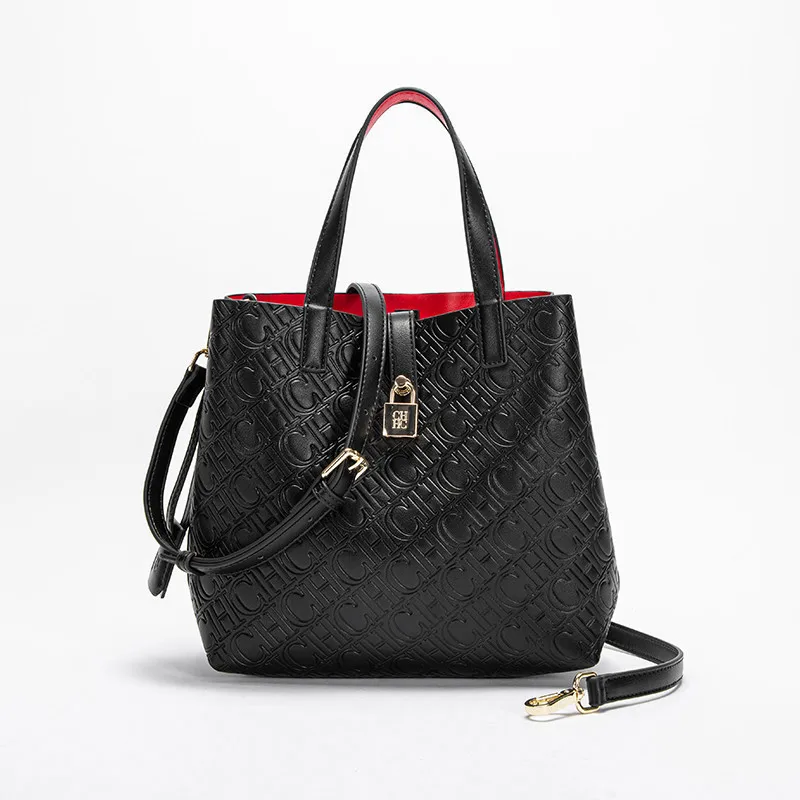 Fashion Brand Womens Large Capacity PU Leather Shoulder Bag with Casual Diagonal Letter Design
