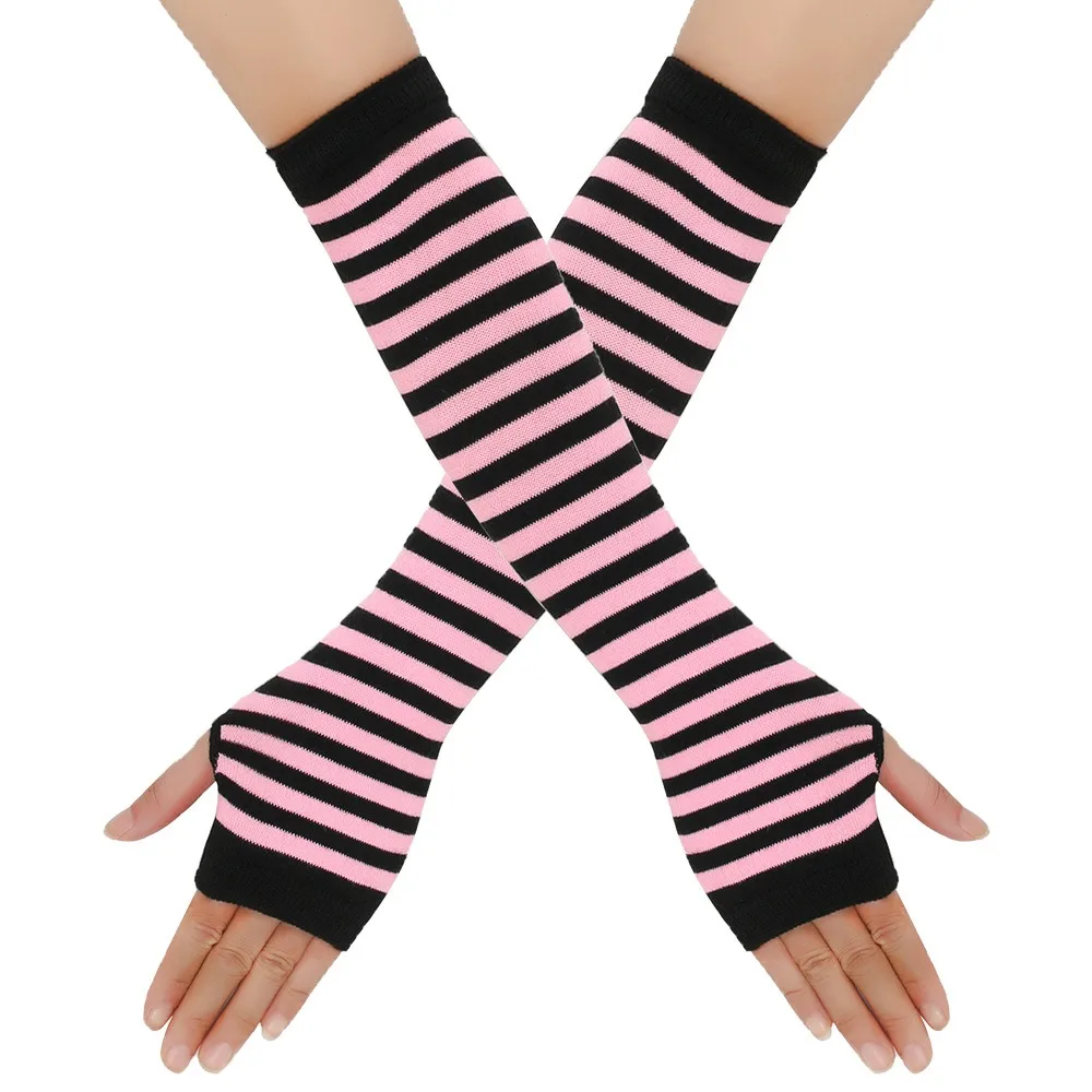Warmer Knitted Long Finger less Gloves, Fashion Lady Emo Mittens, Christmas Elbow Gloves