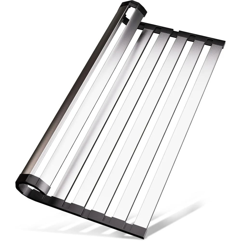 Universal Foldable 304 Stainless Steel Roll-Up Dish Drying Rack and Sink Organizer