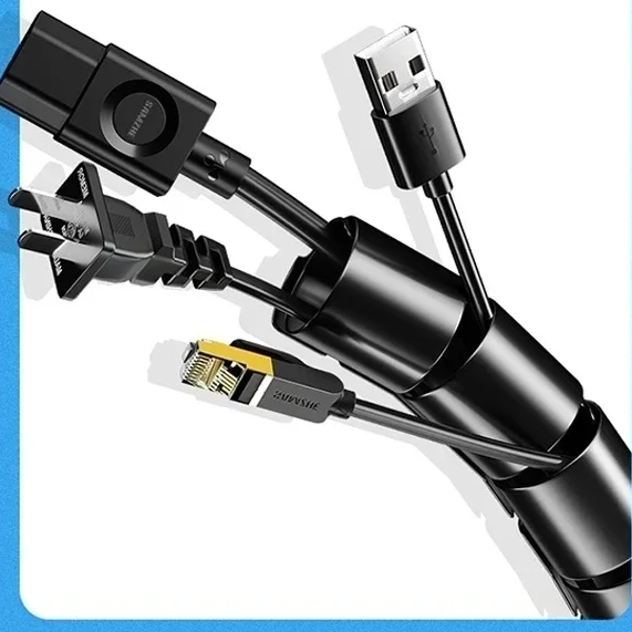 Wire Wrap Cable Management System Desk Organizer for Office PC TV Flexible Cord Tube Sleeve
