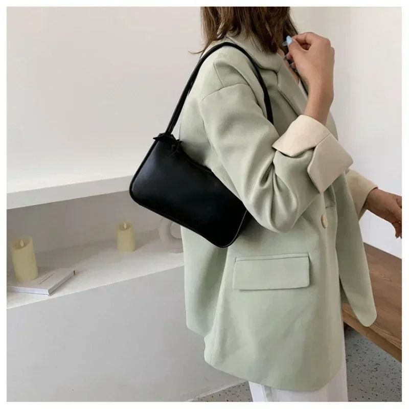 Retro PU Leather Womens Underarm Shoulder Handbag Casual Top Handle Bag