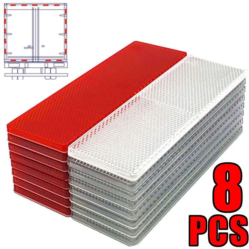 Truck Trailer Reflective Rectangle Safety Plates Adhesive Warning Stickers 8 Pack