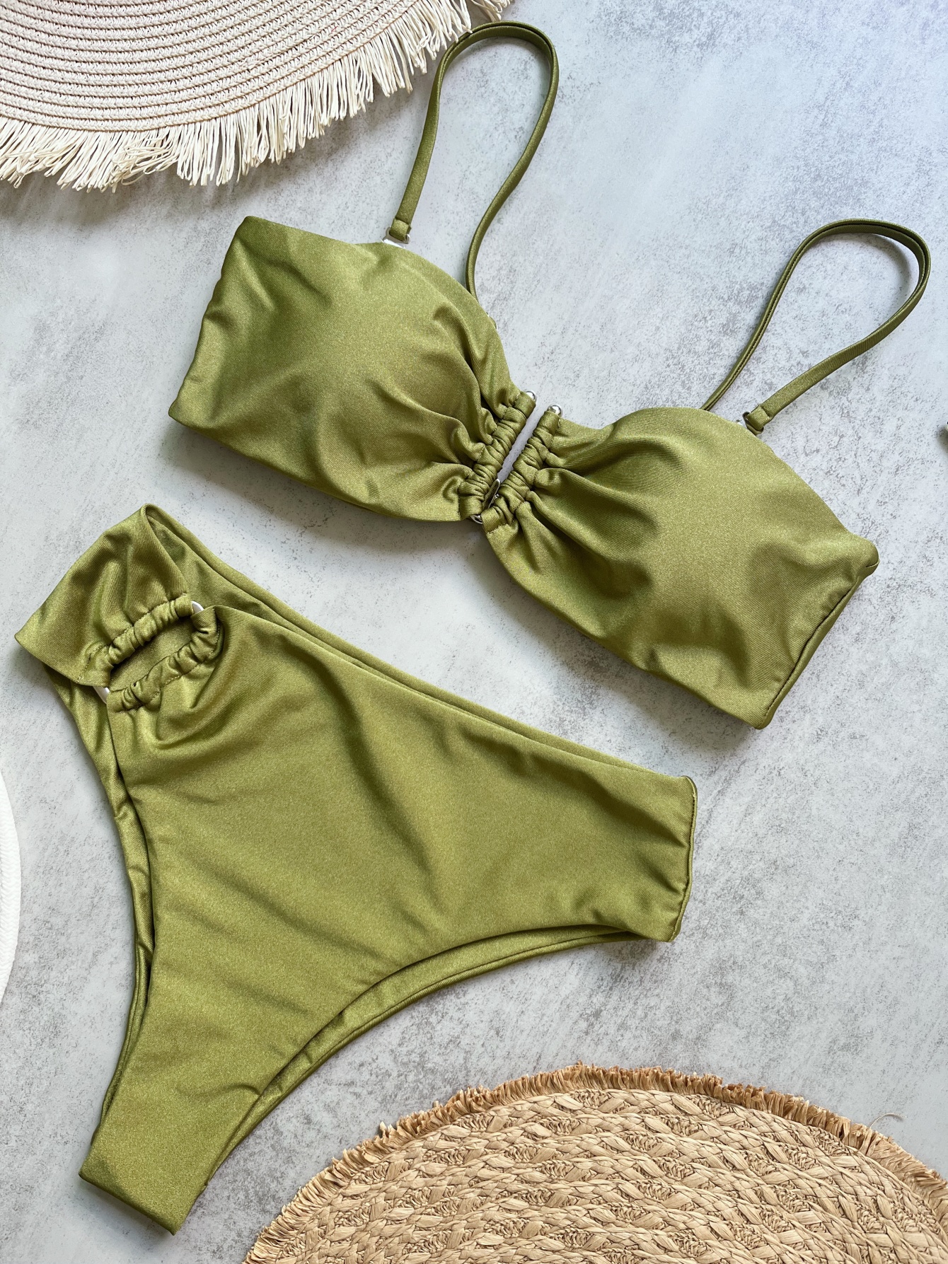 Brazilian Bikini Set Female Swimwear, Solid Thong Swim Suits, Beachwear for Women