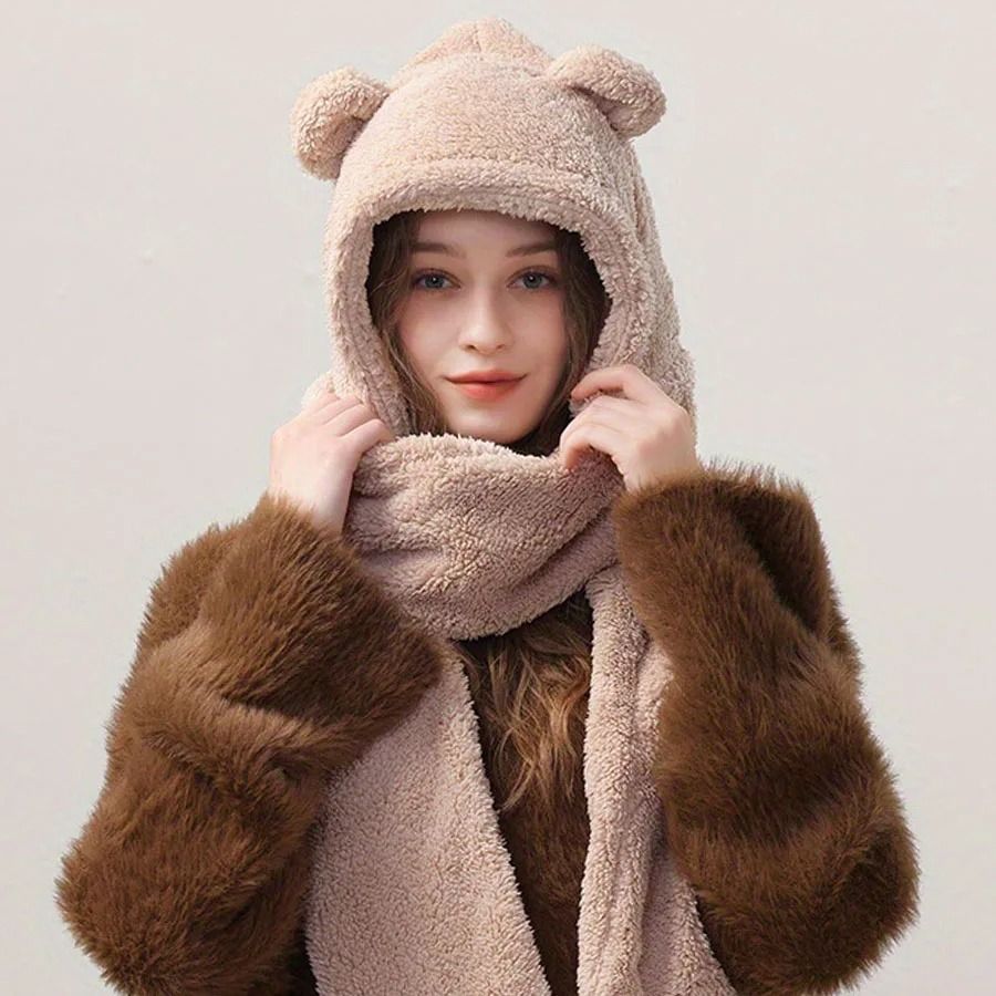 Kawaii Bear Ear 3-in-1 Winter Thermal Set