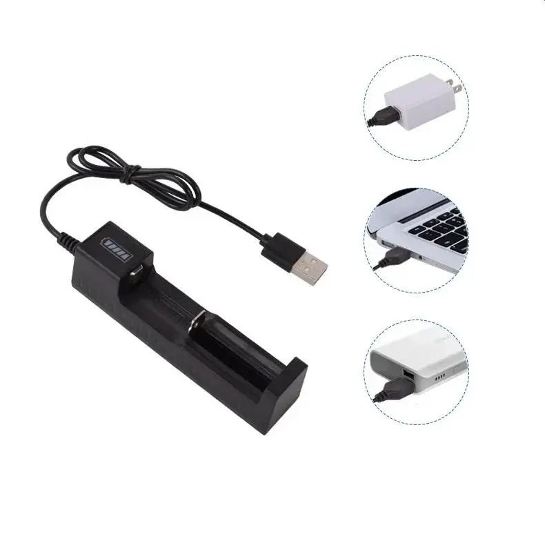 Universal 1-Slot USB Smart Battery Charger for 18650 26650 14500 and 16340 Lithium Batteries