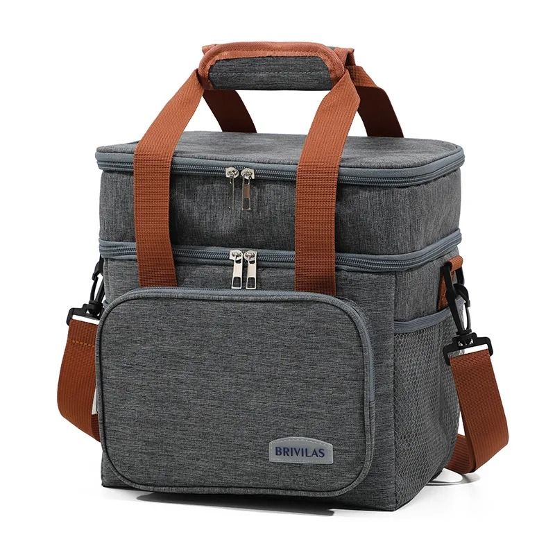 Double Layer Lunch Bag Large Capacity Insulated Cooler Tote