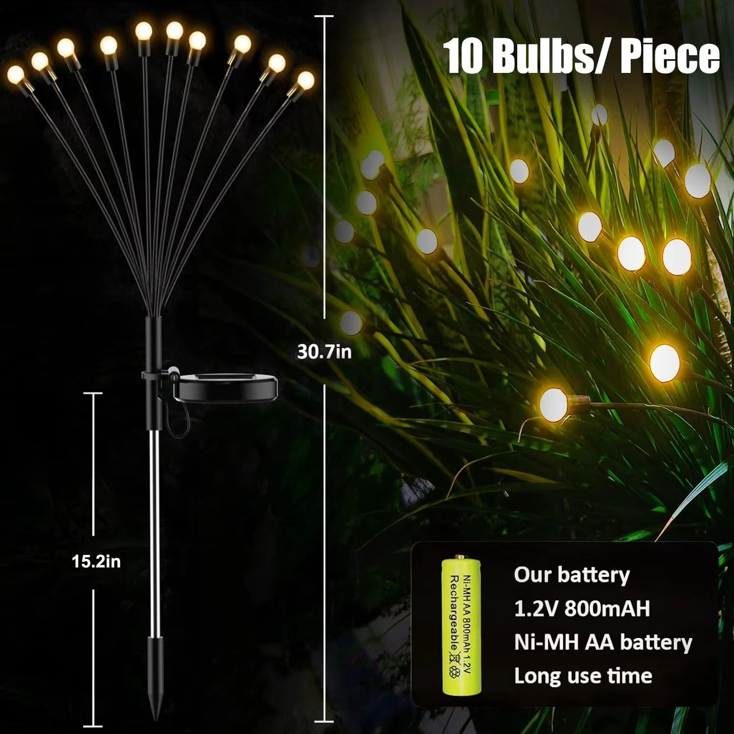 Enchanted Glow Solar Firefly Garden Light - Waterproof LED solar firefly lights