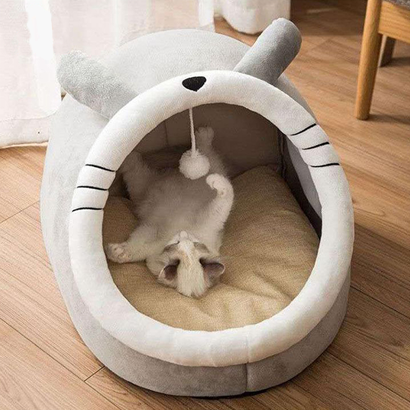 Cartoon Pet Bed, Deep Sleep Cat Cave, Removable Foldable Washable Bed, Small Dog Mat Sleeping Bag