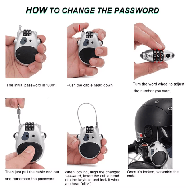 SecureFlex Retractable Bike Cable Lock With Combination Code