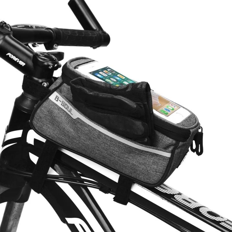 Waterproof Bicycle Front Frame Bag with Touch Screen Phone Pouch