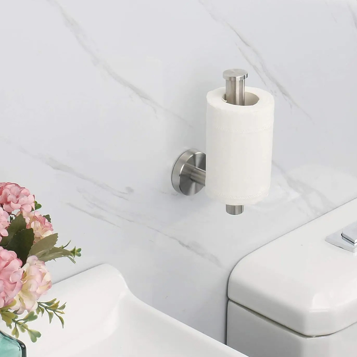 Stainless Steel Wall-Mount Toilet Paper Holder Modern Tissue Roll Dispenser for Bathroom Storage
