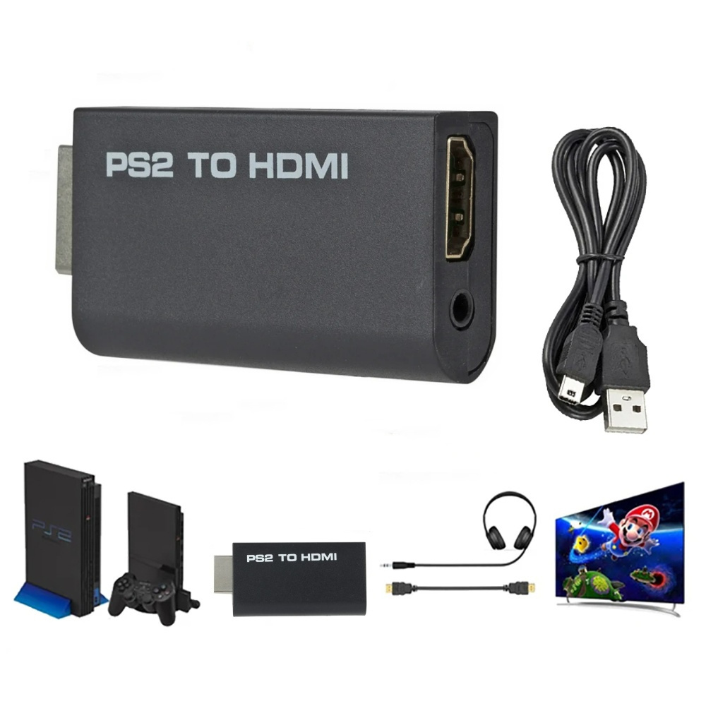 HD PS2 to HDMI-Compatible Converter Adapter with Audio Output for All Display Modes