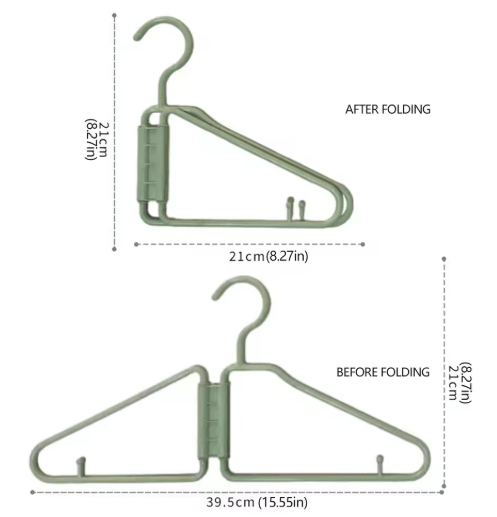 Foldable Coat Hangers Portable Space Saving Plastic Clothes Hangers with Thickened Hooks