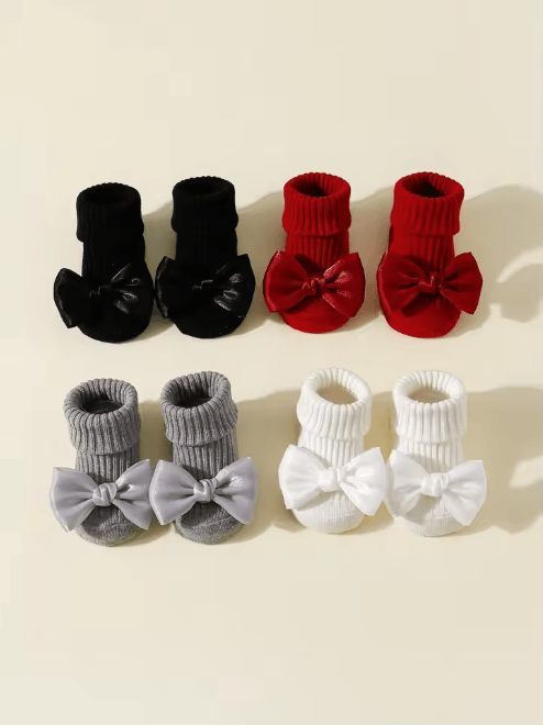 SweetSteps Toddler Ankle Socks with Bows Soft Cotton Anti Slip Set