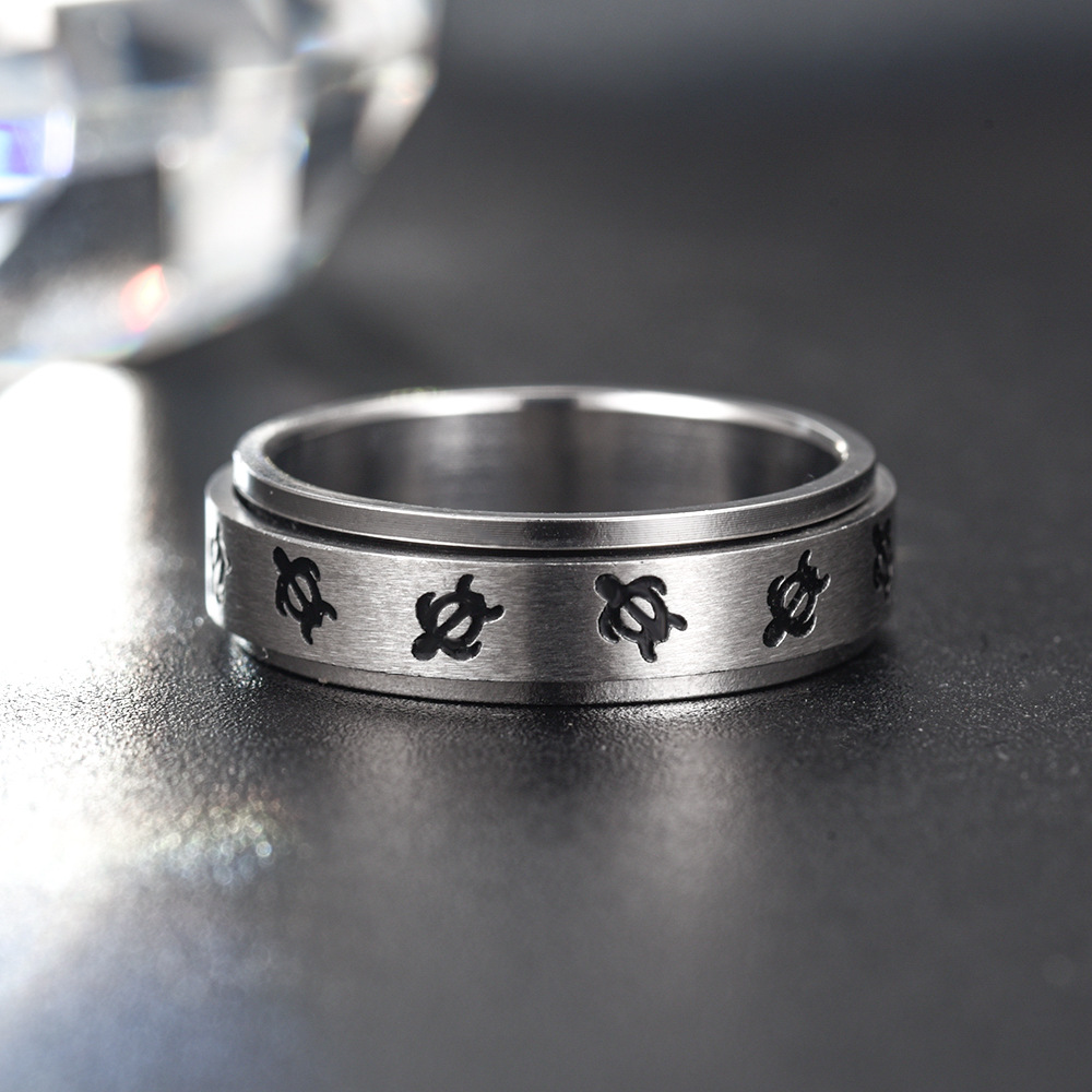 Stainless Steel Anxiety Relief Rotating Tortoise Rings for Couples Cute Anti Stress Fidget Rings New Trend Accessories