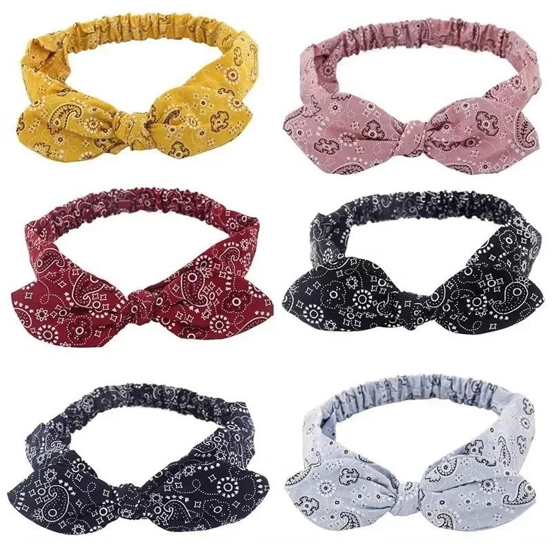 Printed Rabbit Ears Elastic Crossband Headband