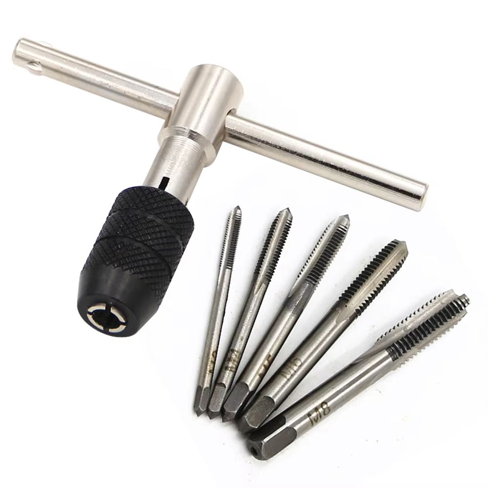 T-Type Adjustable Hand Tap Wrench Set for 3mm to 6mm Thread Tapping M6 to M8