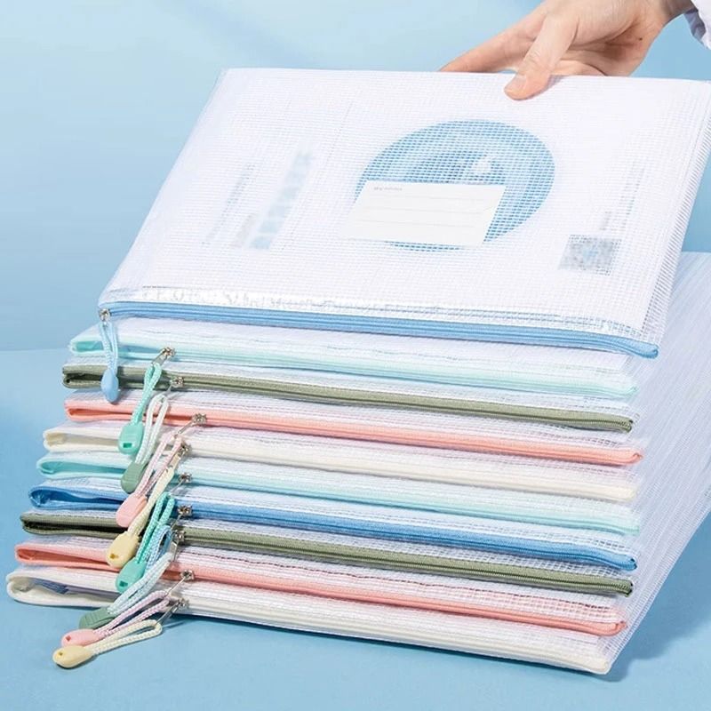 Waterproof Mesh Zipper Document Folder A4 A5 Storage Pouch