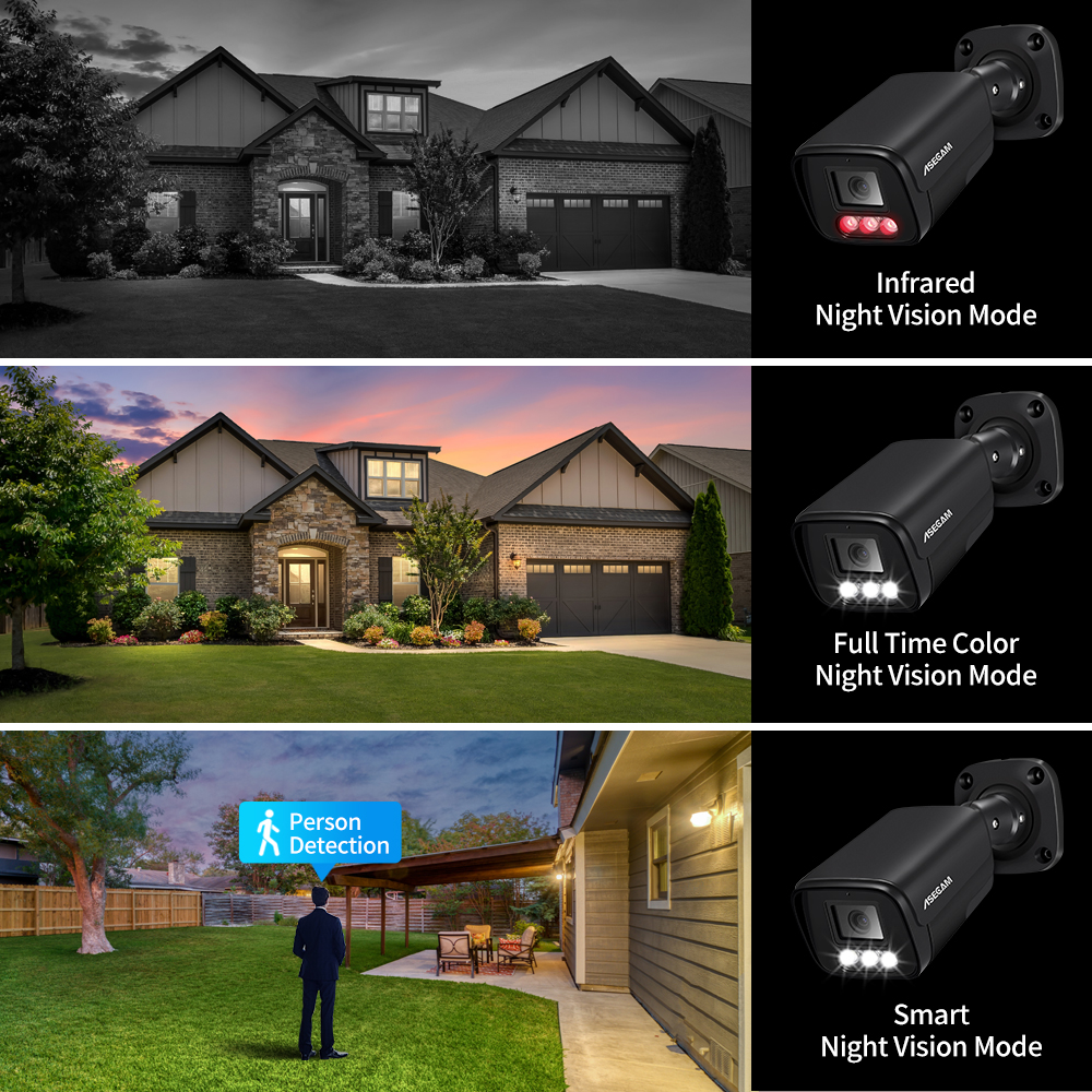 Surveillance Camera, Audio & POE , Black Metal Outdoor CCTV, Human Detection, Outdoor Recording