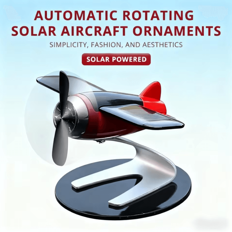 Unique Solar Airplane Car Decoration – Creative Car Dashboard Ornament and Desktop Gift for Men, Women, and Car