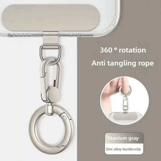 Metal Phone Lanyard Patch Rotatable Buckle Secure Hanging Clip