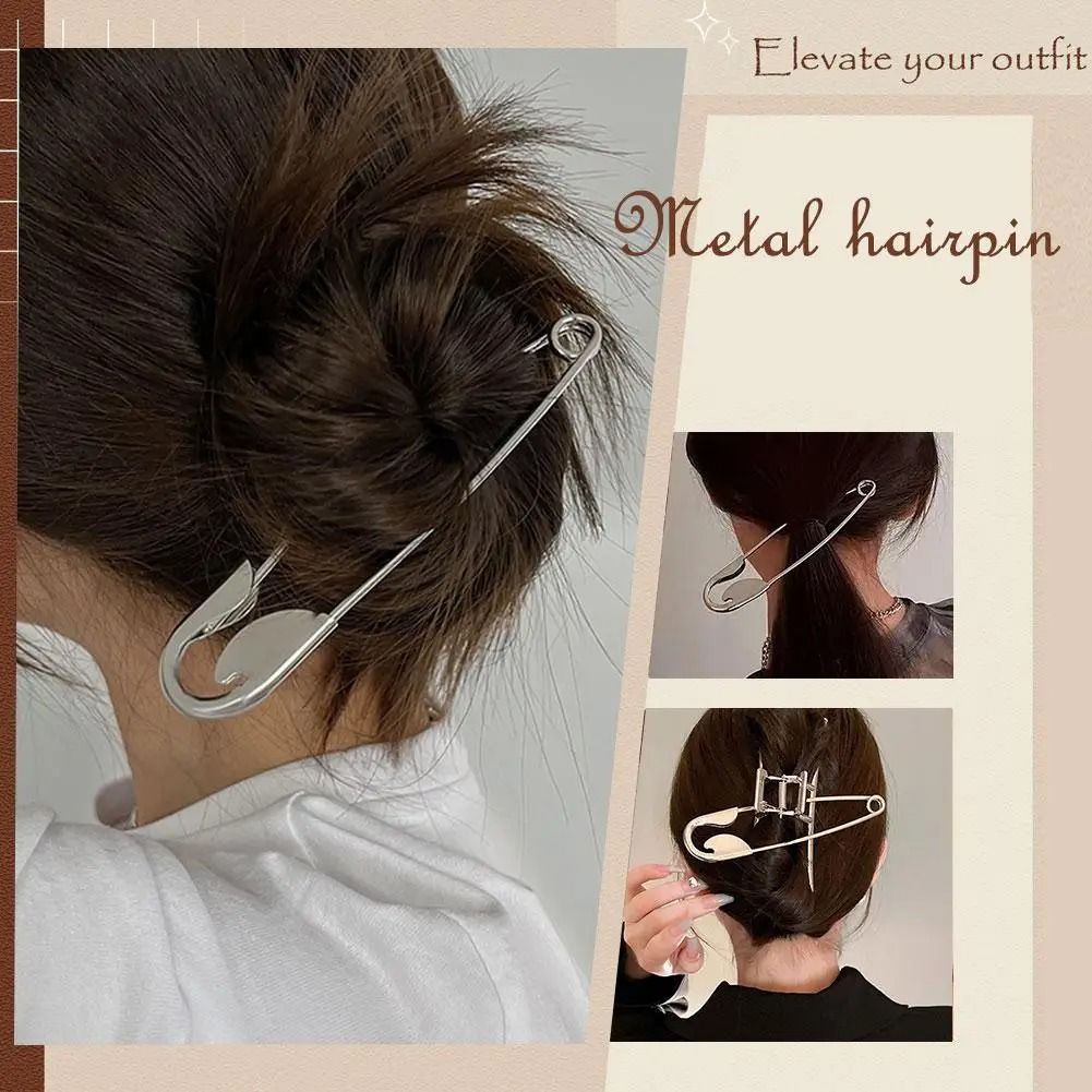 Large Metal Safety Pin Barrette and High-Fidelity Aesthetic Stabilization Architecture