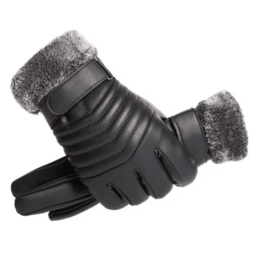 Mens Winter Touchscreen Gloves PU Leather Insulated Cycling and Motorcycle Gloves