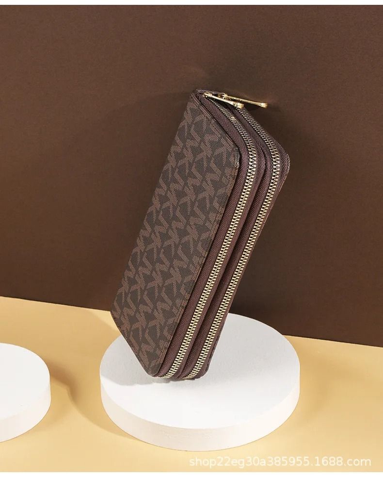 Womens Long Wallet Double Zipper Wristlet Clutch with Phone Holder