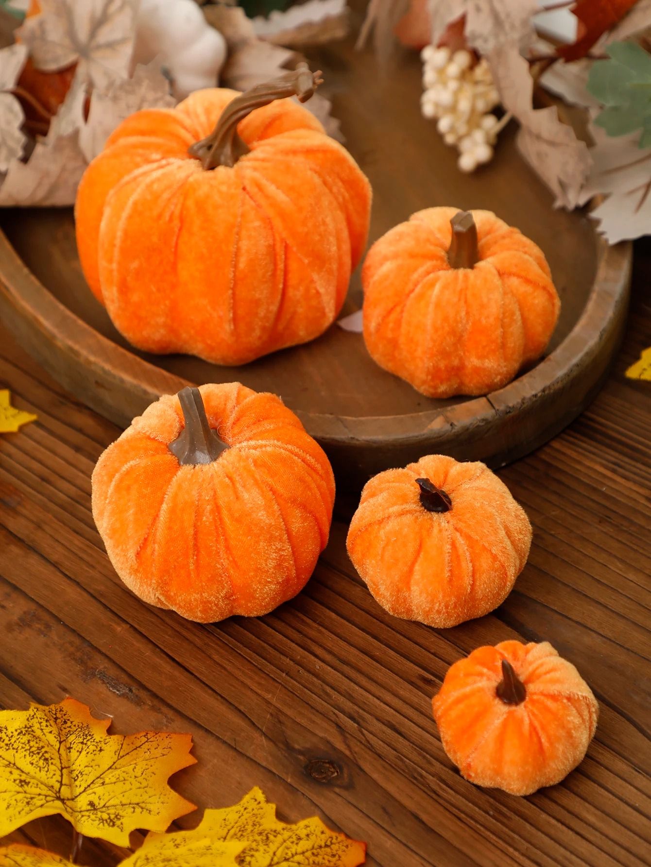 Velvet Artificial Pumpkin Decor Elegant Fall Home Decoration Accent