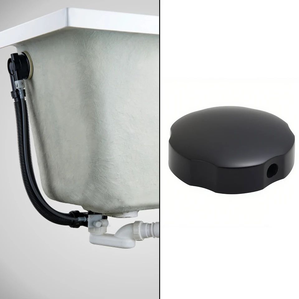 Premium Brass Bathtub Overflow Knob 74mm – Rotating Bath Drain Control Knob in Matte Black