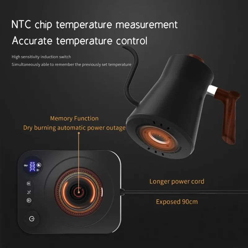 Smart Constant Temp Gooseneck Electric Kettle, Hand Brew Coffee, Milk Powder & Tea Pot with Timers