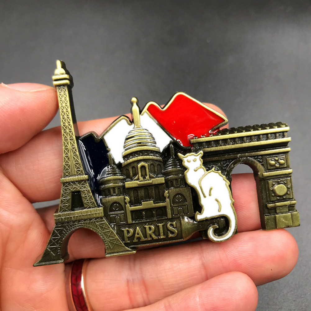 French Paris Metal Fridge Magnets, Retro Resin Magnetic Sticker, Home Decor, Tourist Souvenir