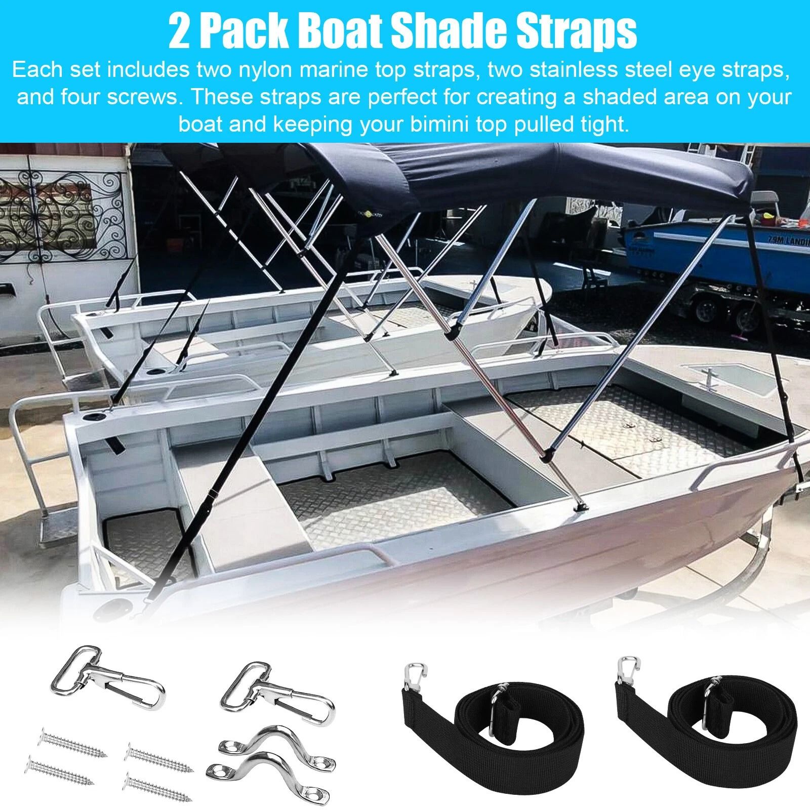 Adjustable Top Tie Down Straps with Stainless Steel Hooks