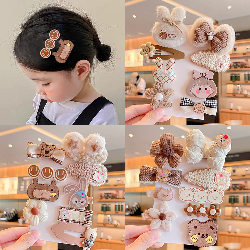 Plush Cartoon Flower Bow Hairpins for Girls, Children Cute Sweet Barrettes, Kid Hair Accessories
