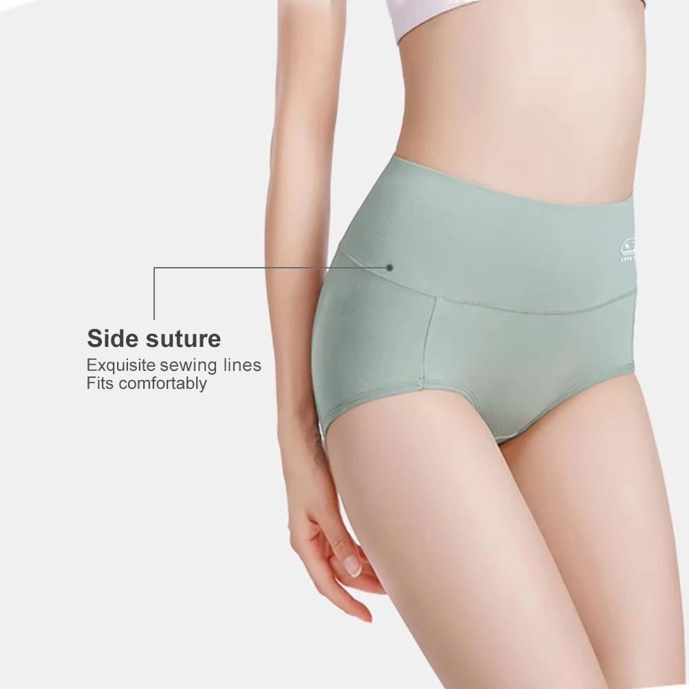 Women Cotton High Waisted Underwear 5 Pack Tummy Control Butt Lift Graphene Antibacterial Breathable
