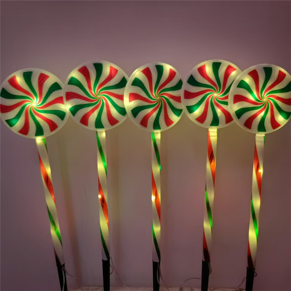 Candy Cane Stake Lights, Christmas Solar Pathway Lights, Waterproof Holiday Decorations Lawn Light
