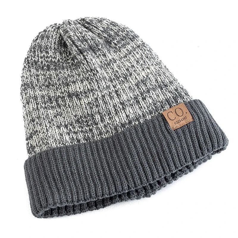 Unisex Two Tone Winter Fur Lined Beanie Hat