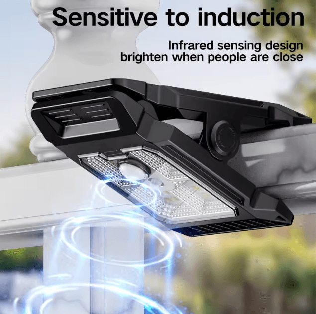 Solar Powered Garden Lamp Outdoor Motion Sensor Clip-On Lawn Light for Yard Patio Courtyard