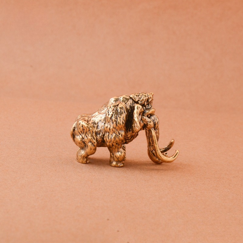 Antique Bronze Mammoth Figurine Miniature Animal Sculpture Desk Ornament
