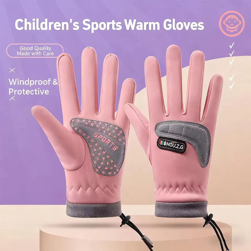 Kids Waterproof Winter Gloves – Thicken Plus Velvet Warm Cycling and Riding Mittens for Boys and Girls