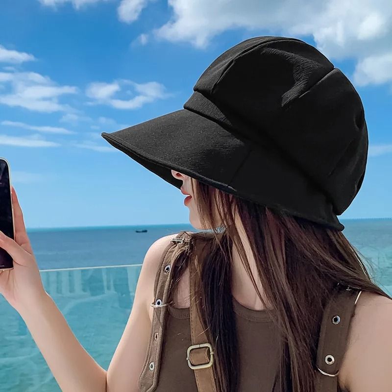 Womens Foldable Wide Brim Sun Bucket Hat