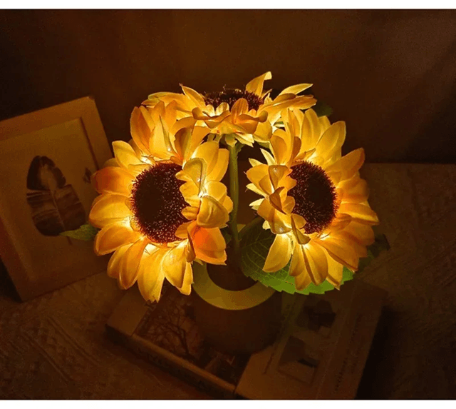 Rechargeable Sunflower LED Night Light Table Lamp for Bedroom Decor